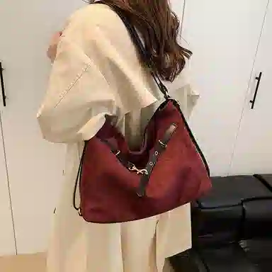 度森袋鼠 时尚复古高级感大容量托特包上班通勤 鹿皮绒 单肩包 常规 女款 多色