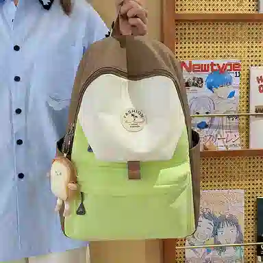 度森袋鼠 高颜值时尚百搭休闲森系撞色初高中上课背包 尼龙 双肩包 女款 多色