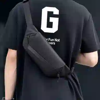 度森袋鼠 高颜值机能风休闲骑行通勤防水 牛津布 腰包 常规 男款 黑色