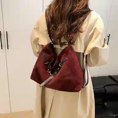 度森袋鼠 时尚复古高级感大容量托特包上班通勤 鹿皮绒 单肩包 常规 女款 多色