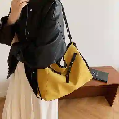 度森袋鼠 时尚复古高级感大容量托特包上班通勤 鹿皮绒 单肩包 常规 女款 多色