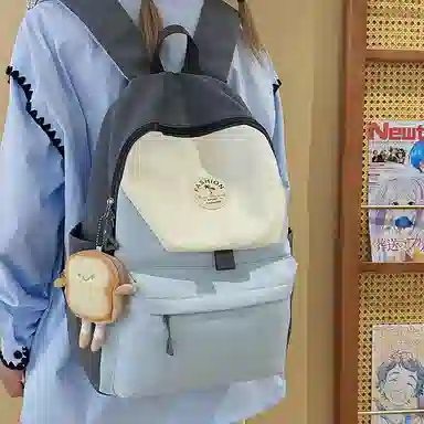 度森袋鼠 高颜值时尚百搭休闲森系撞色初高中上课背包 尼龙 双肩包 女款 多色