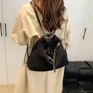 度森袋鼠 时尚复古高级感大容量托特包上班通勤 鹿皮绒 单肩包 常规 女款 多色