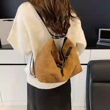 度森袋鼠 时尚复古高级感大容量托特包上班通勤 鹿皮绒 单肩包 常规 女款 多色