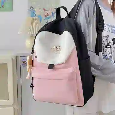 度森袋鼠 高颜值时尚百搭休闲森系撞色初高中上课背包 尼龙 双肩包 女款 多色