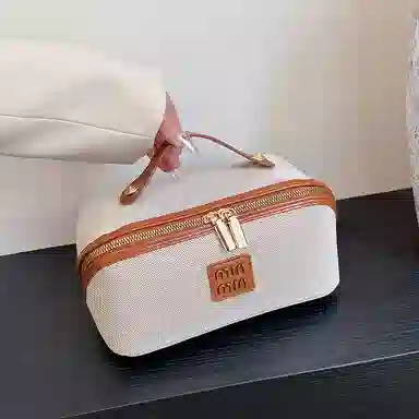 吉圣瑞 复古化妆包大容量高级感手提便携旅行化妆品收纳包洗漱包