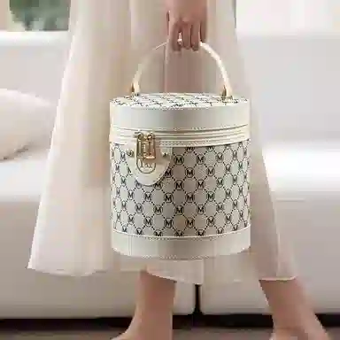 吉圣瑞美拉德色水桶包化妆箱大容量化妆包多功能防水手提便携 收纳便携