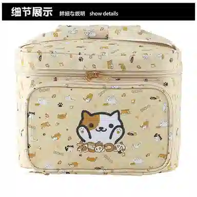 吉圣瑞卡通可爱蝴蝶结手提化妆包大容量收纳包轻便便携旅行化妆包
