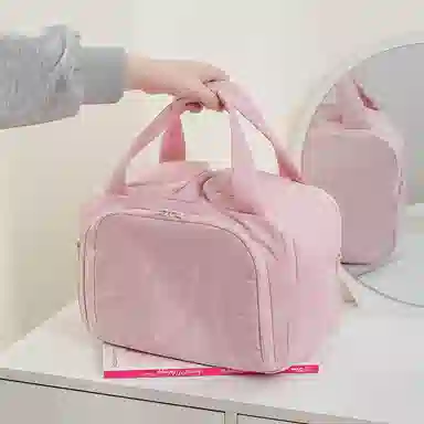 吉圣瑞 双宽开口大容量蓬松化妆包女高端旅行便携式洗漱收纳包