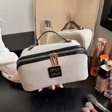 吉圣瑞 复古化妆包大容量高级感手提便携旅行化妆品收纳包洗漱包