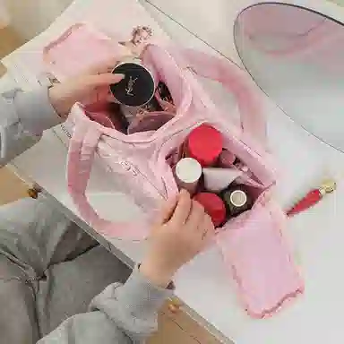吉圣瑞 双宽开口大容量蓬松化妆包女高端旅行便携式洗漱收纳包