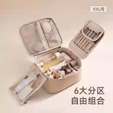 吉圣瑞化妆包 化妆刷收纳包女便携式化妆品分区袋高端旅行外出洗漱包化妆包 收纳便携