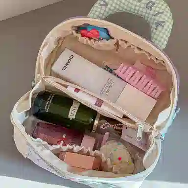 吉圣瑞 小众设计卡通少女出游随身化妆包便携分层可爱洗漱包化妆包 收纳便携
