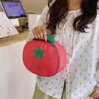 吉圣瑞手提化妆包番茄可爱大容量分层收纳洗漱包旅行便携洗漱包外出化妆包