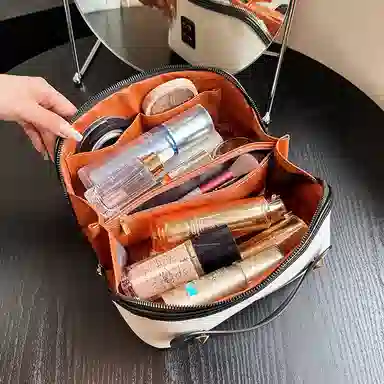 吉圣瑞 复古化妆包大容量高级感手提便携旅行化妆品收纳包洗漱包