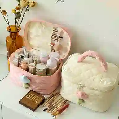 艾情草之恋 灯芯绒化妆收纳包高级感大容量小众便携收纳可爱