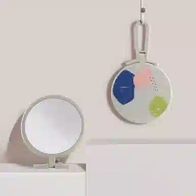 艾情草之恋 桌面折叠手持手柄化妆镜 便携