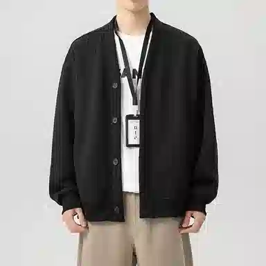 梓润格 提花开衫卫衣秋针织上衣慵懒松弛感潮流青春酷飒个性氛围感阔腿牛仔高街宽松美式复古学院风设计感弯刀裤休闲运动套装 男女同款