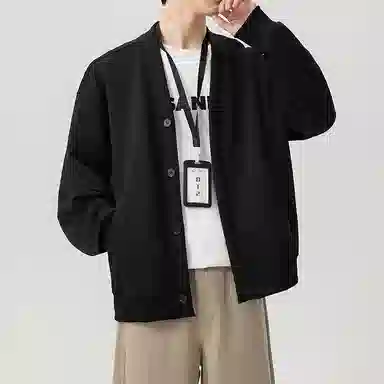 梓润格 提花开衫卫衣秋针织上衣慵懒松弛感潮流青春酷飒个性氛围感阔腿牛仔高街宽松美式复古学院风设计感弯刀裤休闲运动套装 男女同款
