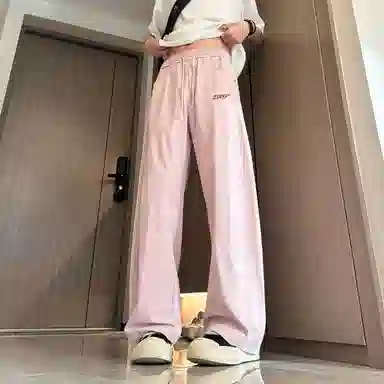 梓润格 美式斜切速干裤子春夏季潮牌高街弯刀裤基础简约时尚百搭阔腿长裤大码宽松直筒裤休闲裤 男女同款