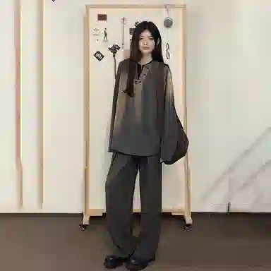 梓润格 假两件扎染老钱风内搭上衣无性别主义简约经典时尚潮流美式酷飒卫衣高级感阔腿高街宽松设计感弯刀裤休闲运动套装 男女同款