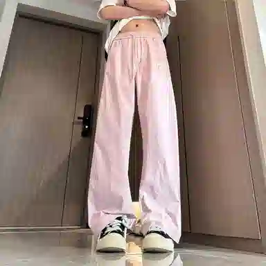 梓润格 大码宽松直筒裤美式斜切速干裤子男春夏季潮牌高街弯刀裤基础简约时尚百搭阔腿长裤休闲裤 男女同款