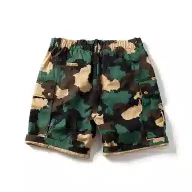 实年服工 迷彩潮牌宽松休闲多袋五分工装短裤 男款