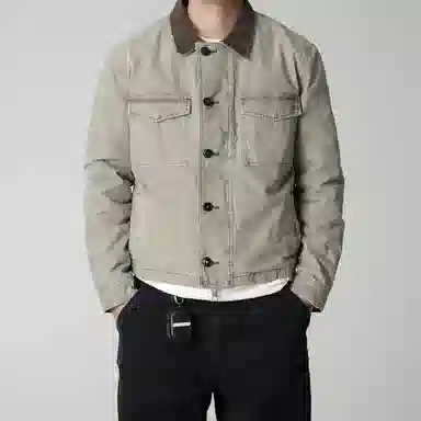 实年服工 复古水洗纯棉质感工装夹克外套 男款