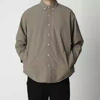 实年服工 秋冬简约抗皱通勤宽松休闲大口袋外套长袖衬衫 男款