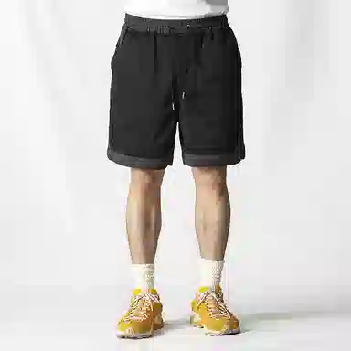 实年服工 松紧腰拼接宽松运动五分潮流休闲短裤 男款