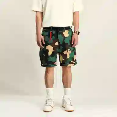 实年服工 迷彩潮牌宽松休闲多袋五分工装短裤 男款