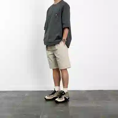 实年服工 质感简约工装宽松五分裤休闲短裤 男款