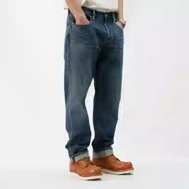 实年服工 复古休闲水洗百搭直筒长裤牛仔裤 男款