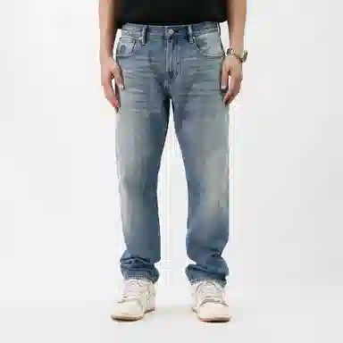 实年服工 复古休闲水洗百搭直筒长裤牛仔裤 男款