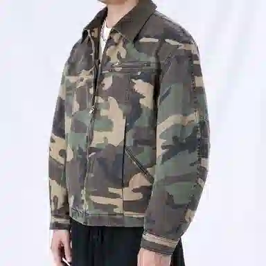 实年服工 美式复古水洗经典迷彩翻领休闲时尚舒适百搭夹克外套 男款