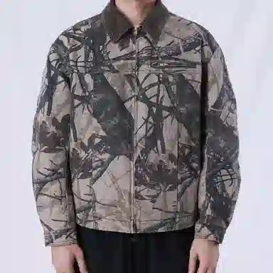 实年服工 美式复古水洗经典迷彩翻领休闲时尚舒适百搭夹克外套 男款