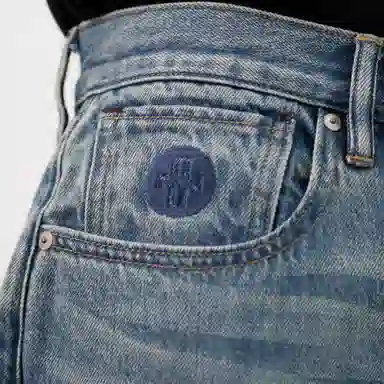 实年服工 复古休闲水洗百搭直筒长裤牛仔裤 男款