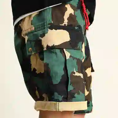 实年服工 迷彩潮牌宽松休闲多袋五分工装短裤 男款