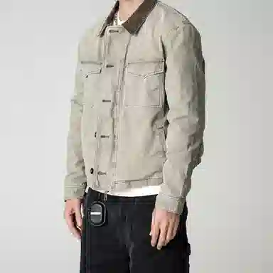 实年服工 复古水洗纯棉质感工装夹克外套 男款