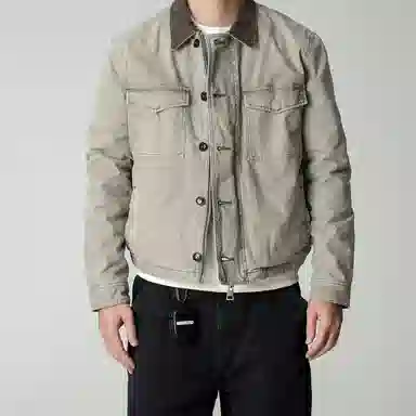 实年服工 复古水洗纯棉质感工装夹克外套 男款