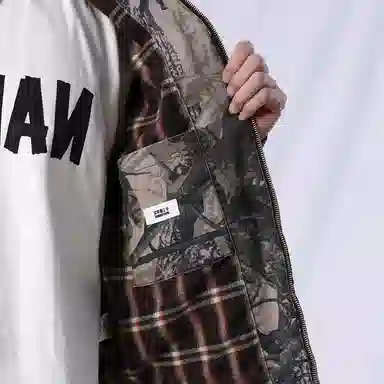 实年服工 美式复古水洗经典迷彩翻领休闲时尚舒适百搭夹克外套 男款