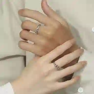 【999足银|免费刻字】 极昼 夜光猫鱼之恋 萌趣卡通可爱涂鸦法式猫抓鱼对戒 简约浪漫百搭恋爱告白纪念日礼赠 纯银 戒指 男女同款情侣款