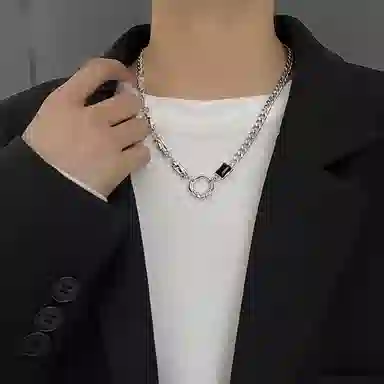 极昼 不规则圆环甜酷潮流个性时尚街头嘻哈痞帅 轻奢精致高级感朋克百搭 钛钢 项链 男女同款情侣款