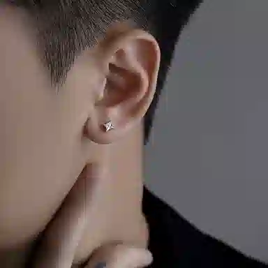 【足银999|洗睡免摘】 极昼 闪耀四芒星 个性简约闪锆潮酷痞帅嘻哈风高级感耳饰 轻奢时尚气质日常通勤百搭 纯银 耳钉 男女同款情侣款