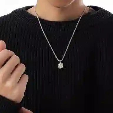 极昼 波光粼粼时尚小众简约圆牌满天星肌理褶皱设计潮流个性冷淡风高级感轻奢精致显白闪亮百搭锁骨链 钛钢 项链 男女同款情侣款