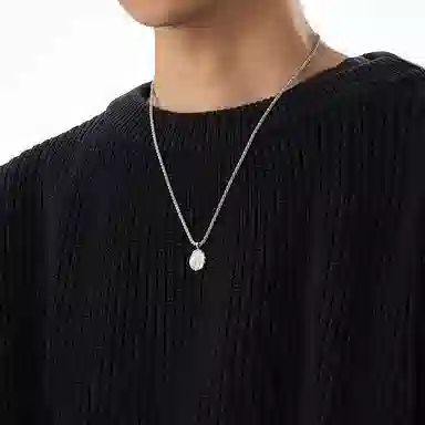 极昼 波光粼粼时尚小众简约圆牌满天星肌理褶皱设计潮流个性冷淡风高级感轻奢精致显白闪亮百搭锁骨链 钛钢 项链 男女同款情侣款
