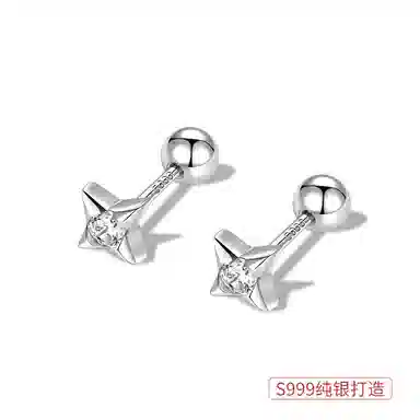 【足银999|洗睡免摘】 极昼 闪耀四芒星 个性简约闪锆潮酷痞帅嘻哈风高级感耳饰 轻奢时尚气质日常通勤百搭 纯银 耳钉 男女同款情侣款