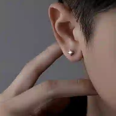 【足银999|洗睡免摘】 极昼 闪耀四芒星 个性简约闪锆潮酷痞帅嘻哈风高级感耳饰 轻奢时尚气质日常通勤百搭 纯银 耳钉 男女同款情侣款