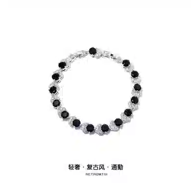 极昼 超闪花蕾微镶锆石圆形花朵轻奢时尚复古设计小众个性创意高级感潮流街头痞帅日常休闲通勤百搭 合金 手链 男女同款情侣款