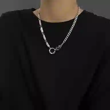 极昼 不规则圆环甜酷潮流个性时尚街头嘻哈痞帅 轻奢精致高级感朋克百搭 钛钢 项链 男女同款情侣款